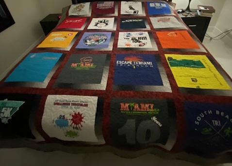 Tee shirt quilt with shadow box.